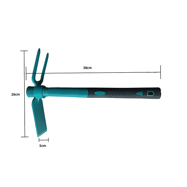 Oval fiber handle flat two-tooth hoe